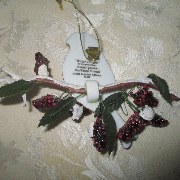 Bradford Exchange 2001 Winter Garden Feathered Friends Christmas Ornament 3 - Picture 5 of 7